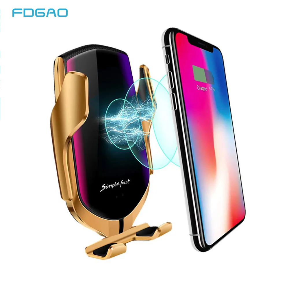 

10W Qi Wireless Car Charger Auto Clamping Infrared Sensor Fast Charging Phone Holder For iPhone X XS XR Max 8 Samsung S8 S9 S10
