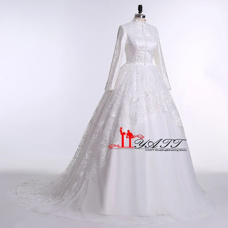 Vestido Noiva мусульманское Настоящее фото кружевное винтажное свадебное платье