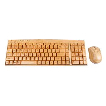 

2.4G Wireless Bamboo PC Keyboard and Mouse Combo Combos Computer Keyboard Mice Office Handcrafted Natural Wooden Plug and Play