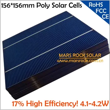 

100pcs 4.1W-4.2W 0.5V 17% Efficiency 156x156mm Polycrystalline Silicon Solar Cell,Uniform Blue Color,Used for Making Solar Panel