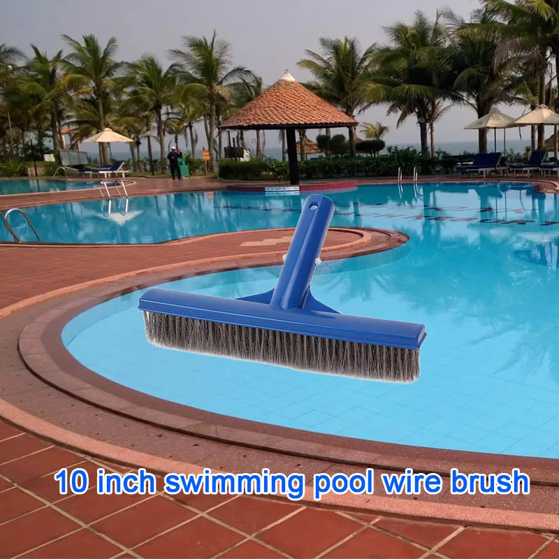 

10 Inch Wide Swimming Pool Spa Algae Brush with Stainless Steel Bristles LE66