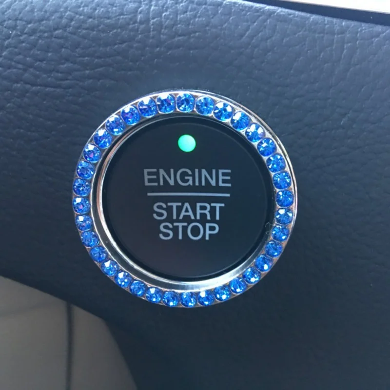 

Car One-Touch Starting Ring Car-Studded One-Button Decorative Ring Automobiles Bling Decorative Accessories Start Switch Button