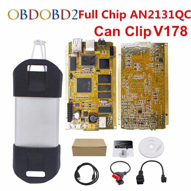 

Golden PCB Can Clip V178 Full Chip CYPRESS AN2131QC+Reprog V151 OBDII Diagnostic Interface CAN Clip Car Diagnostic Tool Scanner
