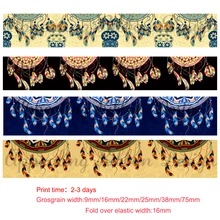 Пользовательские Ловец снов grosgrain печатные ленточная печать эластичная лента DIY heabands Свадебные украшения Швейные ленты 50 ярдов