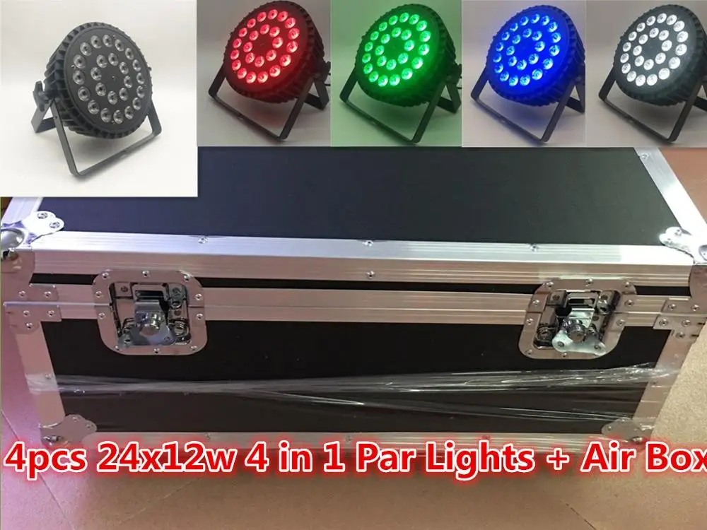 Кейс для полета + 4 шт./24x12 Вт RGBW в 1 LED par свет DMX512 сценический цветная панель KTV