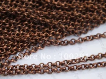 

Free ship! 100meter 2mm diameter Antique copper rolo O cross jewelry link chain handmake diy findings