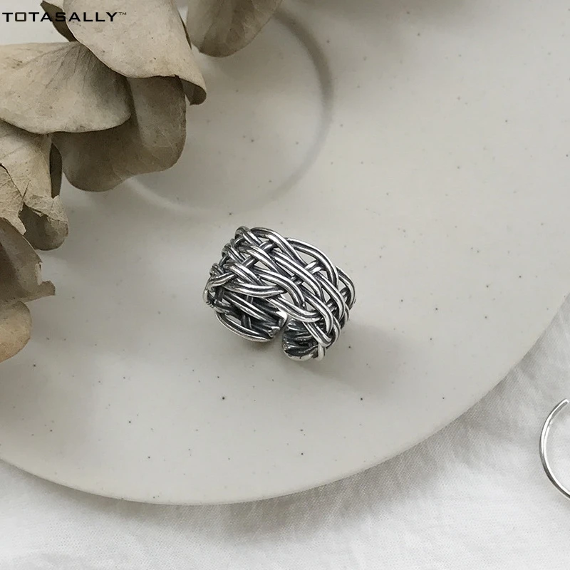 TOTASALLY Популярные винтажные необычные дизайнерские настоящие 925 пробы серебряные кольца для женщин аксессуары для коктейлей ювелирные изделия