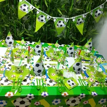 Football Kids Birthday Party Decoration Set Supplies napkins caps Cup Plate Banner Hat Straw Loot Bag Fork Disposable Tableware emoji expressio kids birthday party decoration set party supplies cup plate banner hat straw loot bag fork disposable tableware
