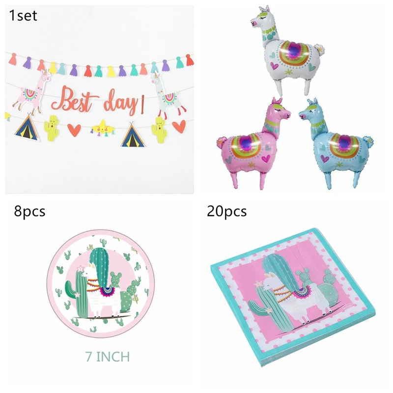 

Llama Party Llama Alpaca Paper Plates Cups Napkins Disposable Tableware Supplies Animal Happy Birthday Party Decorations Kids
