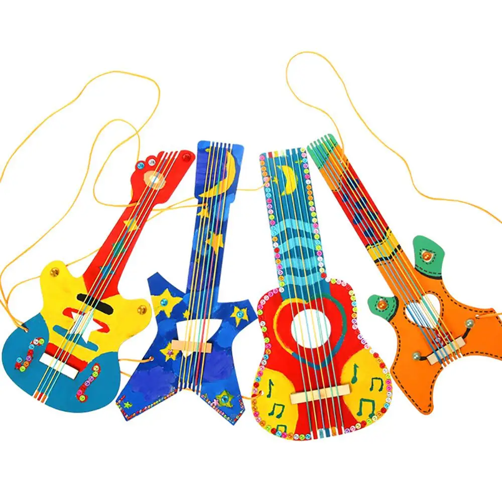 

Wood Guitar Painting Sketchpad DIY Graffiti Colorful Drawing Education Kids Toys