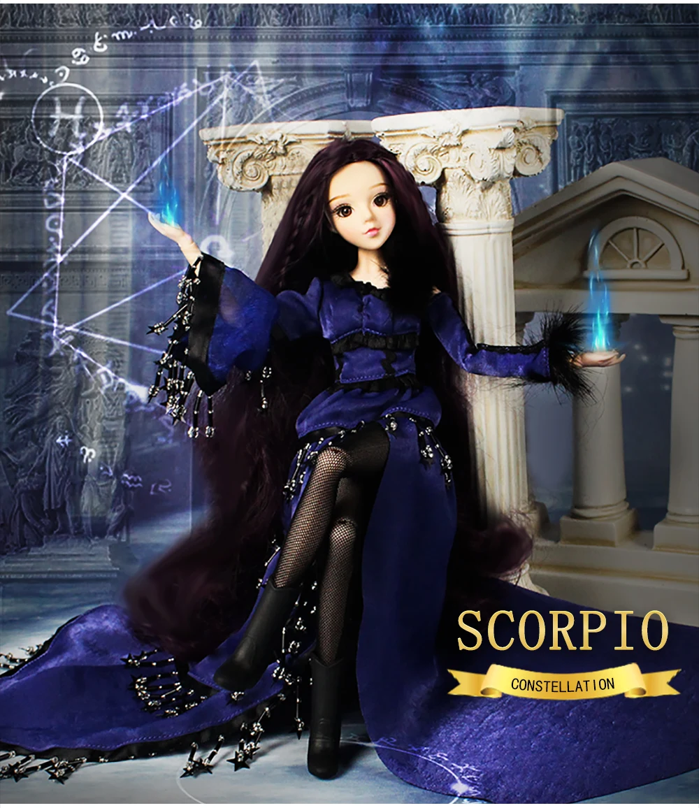 Fortune Days MMGirl 12 Constellation Scorpio 1/6 bjd кукла 30 см темно-фиолетовое платье шляпа 14 суставов тело с изысканной подарочной коробкой игрушка