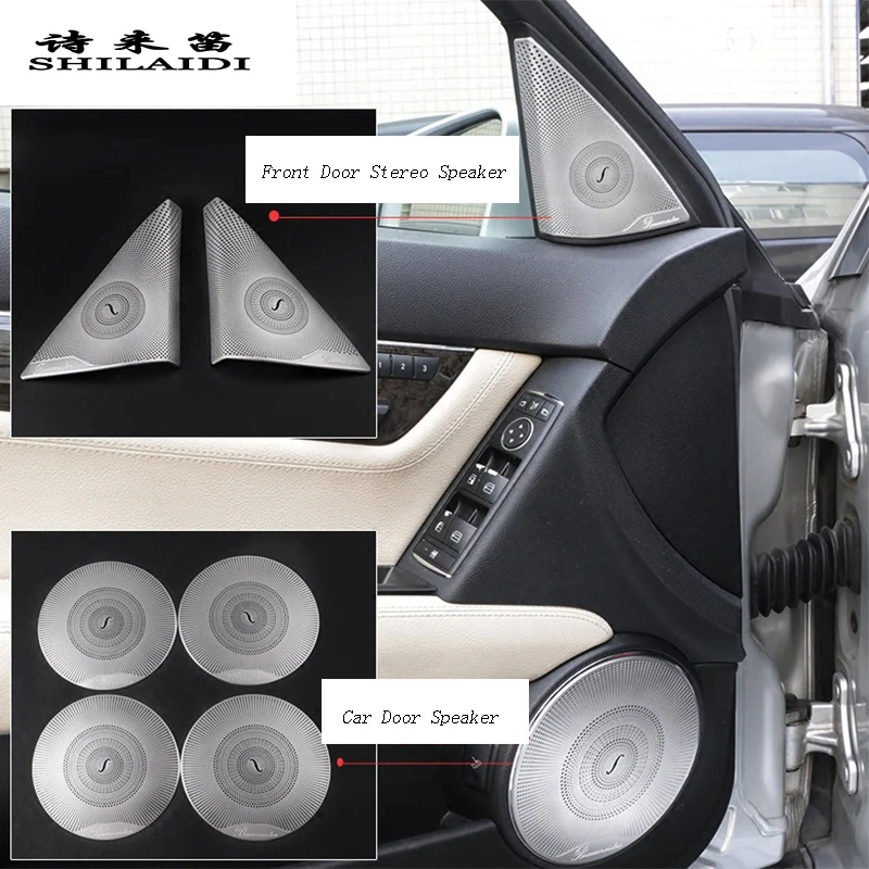 Автомобильный Стайлинг аудио Динамик автомобильные передние и задние двери Регулировка динамиков крышка Стикеры для Mercedes Benz C Class W204 аксессуары для интерьера