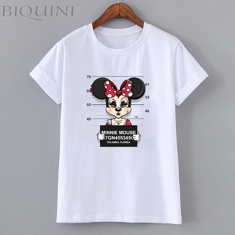 

Summer T-shirt Female Harajuku Candy Color T-shirt Girl Wind Cute Mickey Mouse Printing T-shirt Fashion Round Neck Tops