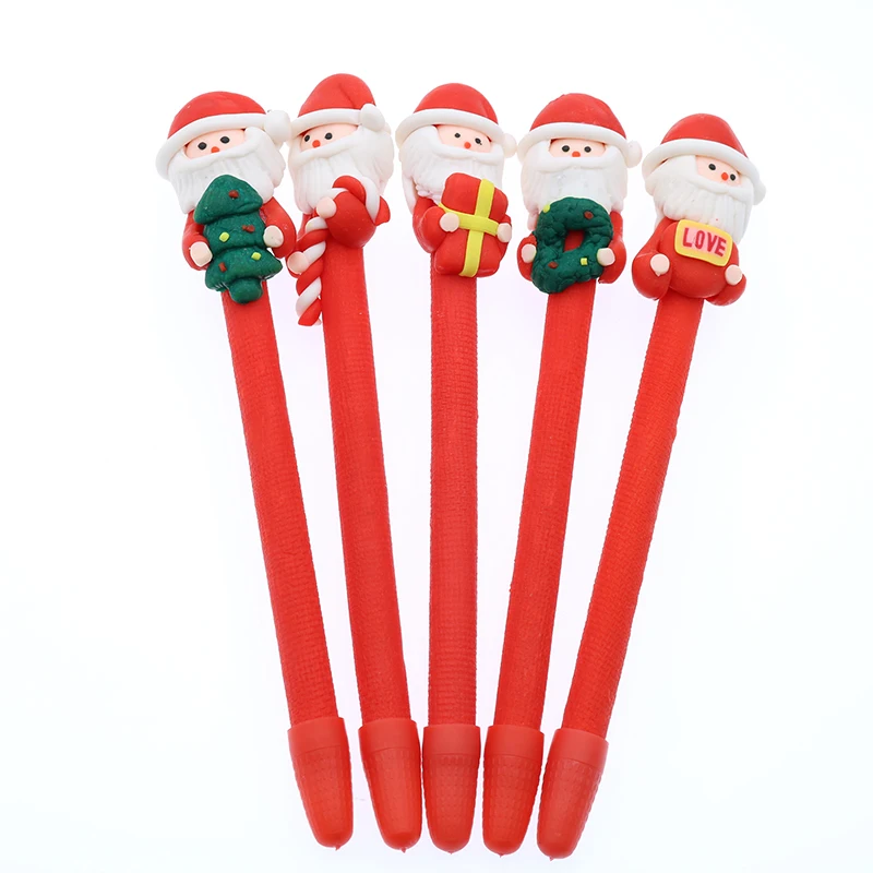 

0.5mm cute Santa ballpoint pen children's student ballpoint pen school office supplies 5pcs (various styles randomly sent)