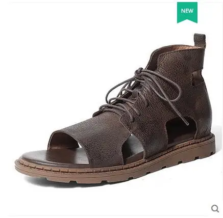 

Summer sandals men's fashion shoes outside the personality breathable Roman men's sandals leather casual beach shoes thick