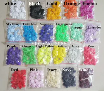 

(2 caps+1 stud+1 socket) 24 Colors for choice 12mm T5 Snap Buttons for clothes&Diaper&Handbag Fasteners Sewing supplies