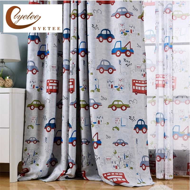 Us 11 4 40 Off Modern Cartoon Child Bedroom Curtains Customize Car Finished Boy Car Curtains Balcony Window Curtains Free Shipping In