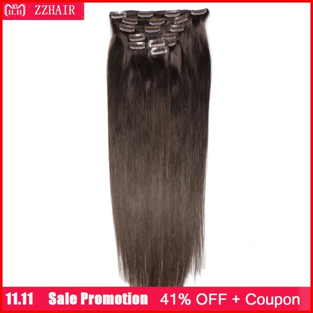 Best Offers ZZHAIR 100g-140g 16"-24" Machine Made Remy Hair 7Pcs Set Clips In 100% Human Hair Extensions Full Head Set Straight Natural Hair Best Offers ZZHAIR 100g-140g 16"-24" Machine Made Remy Hair 7Pcs Set Clips In 100% Human Hair Extensions Full Head Set Straight Natural Hair