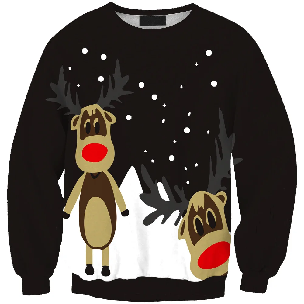 Women Hoodies 6 Colors Cartoon Elk 3D Print Hoodies Women O-Neck Loose Full Sleeves Sweatshirt Hoodie Pullover Sudaderas Moletom