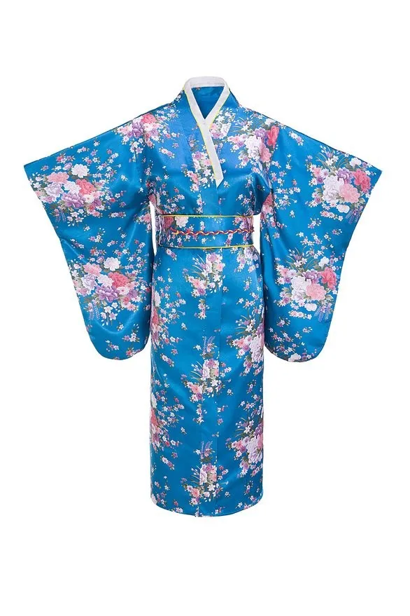 Белое японское женское модное традиционное кимоно юката из шелка и вискозы с цветком Obi винтажный карнавальный костюм вечернее платье один размер - Цвет: 7