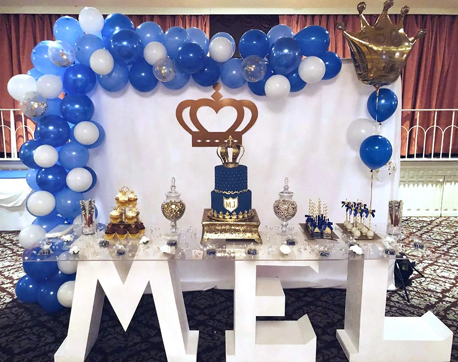 METABLE 100 шт. ярко синий светильник синие шары с золотыми конфетти белые воздушные