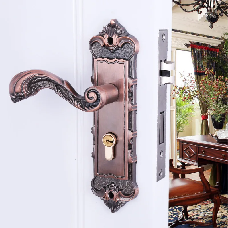 

Padlock Manufacturers Selling European Top-grade Aluminium Alloy Red Bronze Interior Door Lock Bedroom Hardware Locks. 359-24