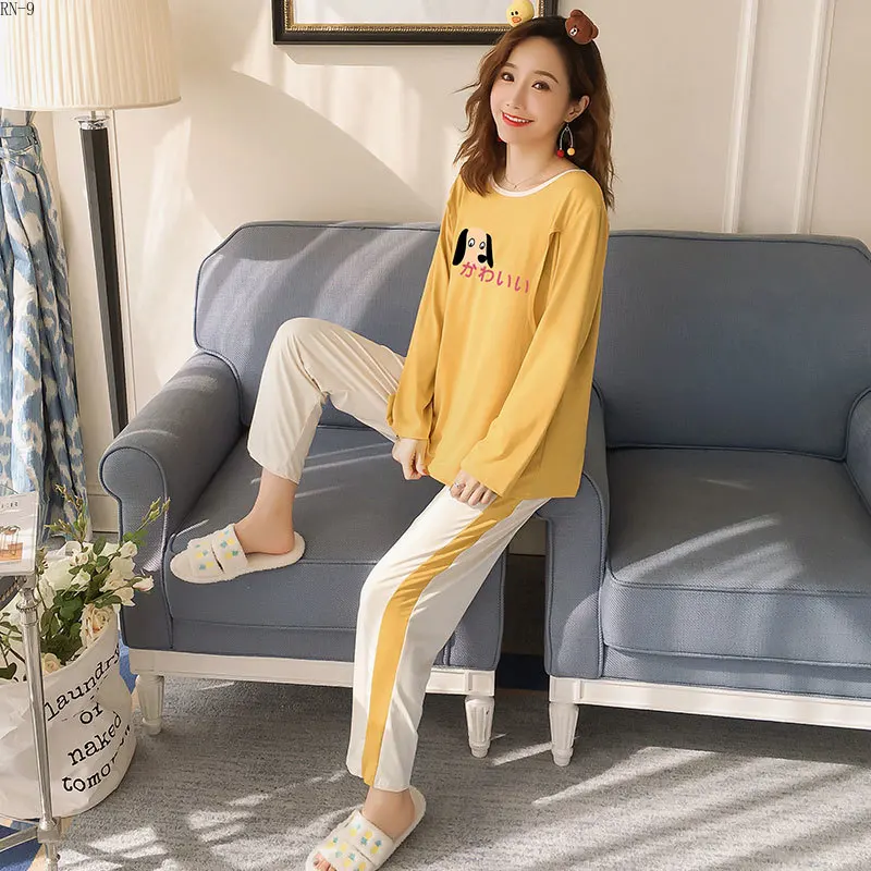 

2019 Spring Long Sleeve Pregnant Women Pajamas Set Casual Cartoon Maternity Mother Nursing Sleepwear Autum Trousers Pyjama Set