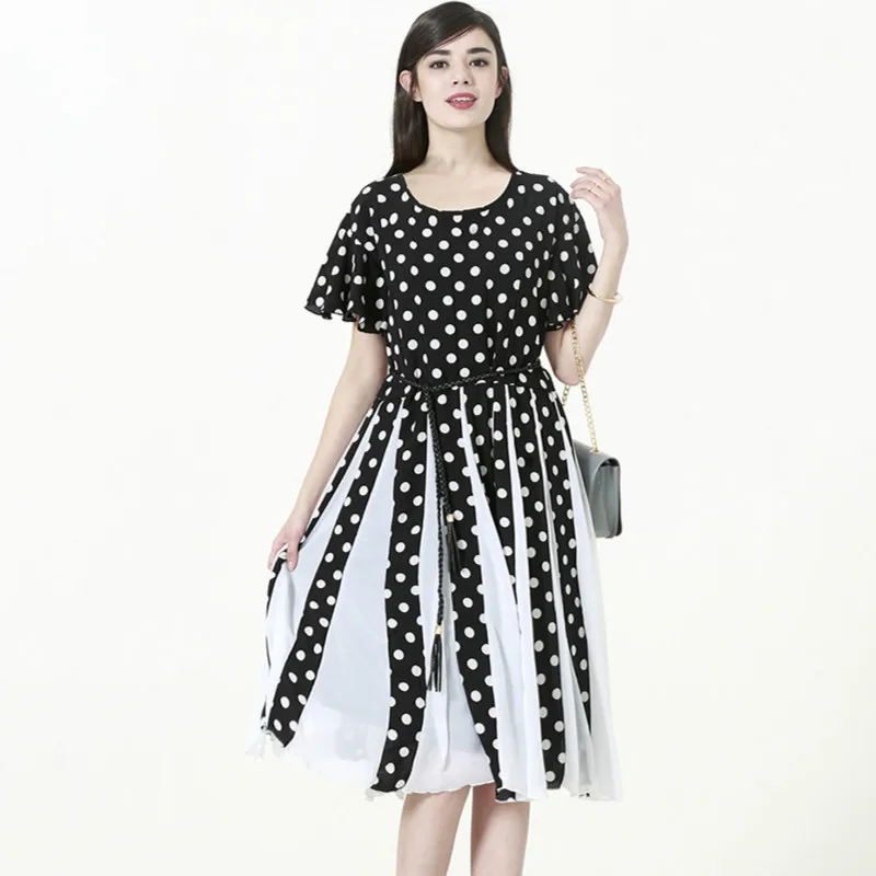 

TUHAO Summer Dresses for Women Plus Size 6XL 7XL 5XL 4XL Office Lady 50s Dot Dress Ball Gown Dresses Femme Dresses CM121