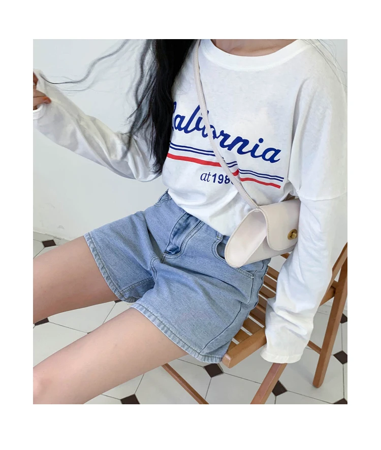 Pengpious/летние популярные штаны для девочек в Корейском стиле; модные новые короткие джинсы с высокой талией