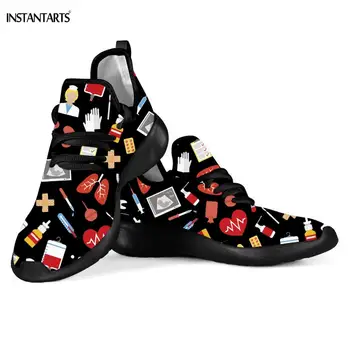 

INSTANTARTS Hospital Equipment/Nurse Pattern Running Shoes Woman Breathable Knit Mesh Sneakers Outdoor Trainer Gym Sports Shoes