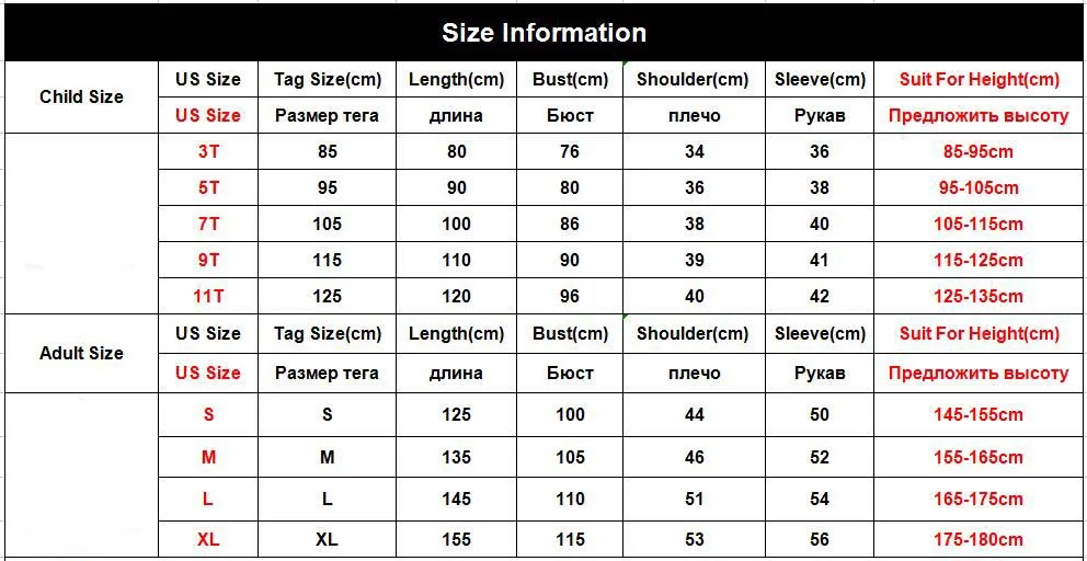 size table