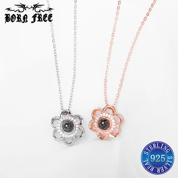 

argent sterling silver pendule chain flower pendant necklace women colgante mujer pendulos plata de ley 925 pendants neckless