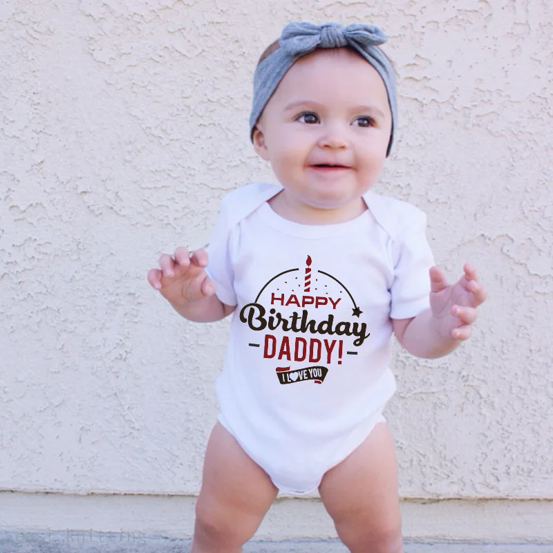 Newborn Baby Girls and Boys Clothes Letter Print Cotton Summer Rompers Jumpsuit Costume HAPPY Birthday DADDY Roupa Menina Kids