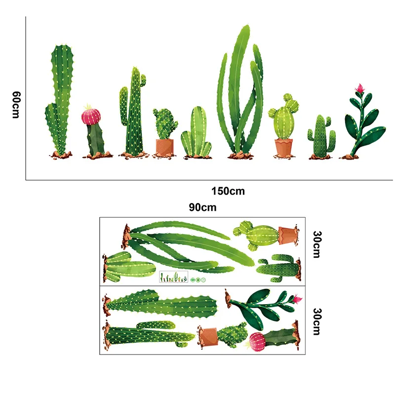 Кактус растение ТВ диван художественный фон настенные наклейки домашний Декор Гостиная 3D Наклейка на стену автоколлянт Фреска