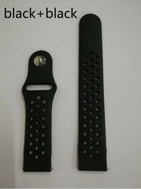 Силиконовый ремешок huami amazfit bip 22 мм 20 мм для samsung gear sport S2 s3 Frontier Classic galaxy watch band 42 мм 46 мм huawei gt 2 - Цвет ремешка: black black