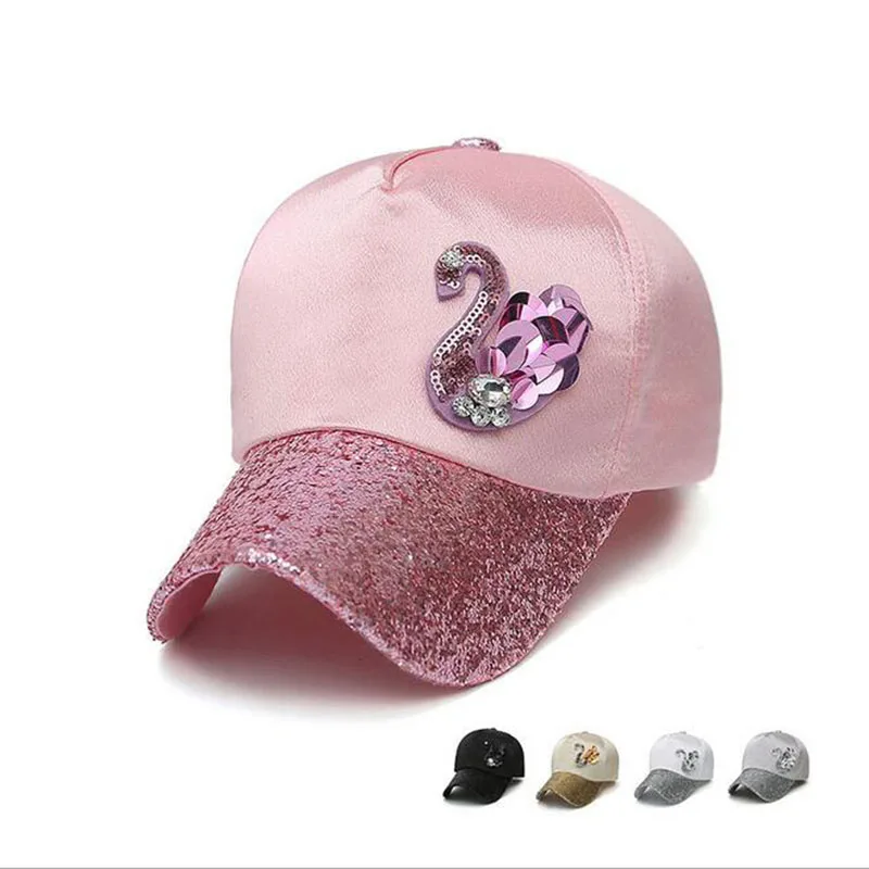 2017 Женская мода блесток Бейсбол snapback шапки летние шляпы прохладно, солнце регулируемые шляпы Шику Лебедь стразами Кристалл Крышка 2017 Женская мода блесток Бейсбол snapback шапки летние шляпы прохладно, солнце регулируемые шляпы Шику Лебедь стразами Кристалл Крышка