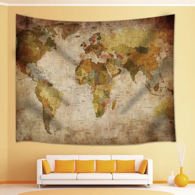 wall world map decor old globe design students gifts tapestry wall hanging for bedroom living room