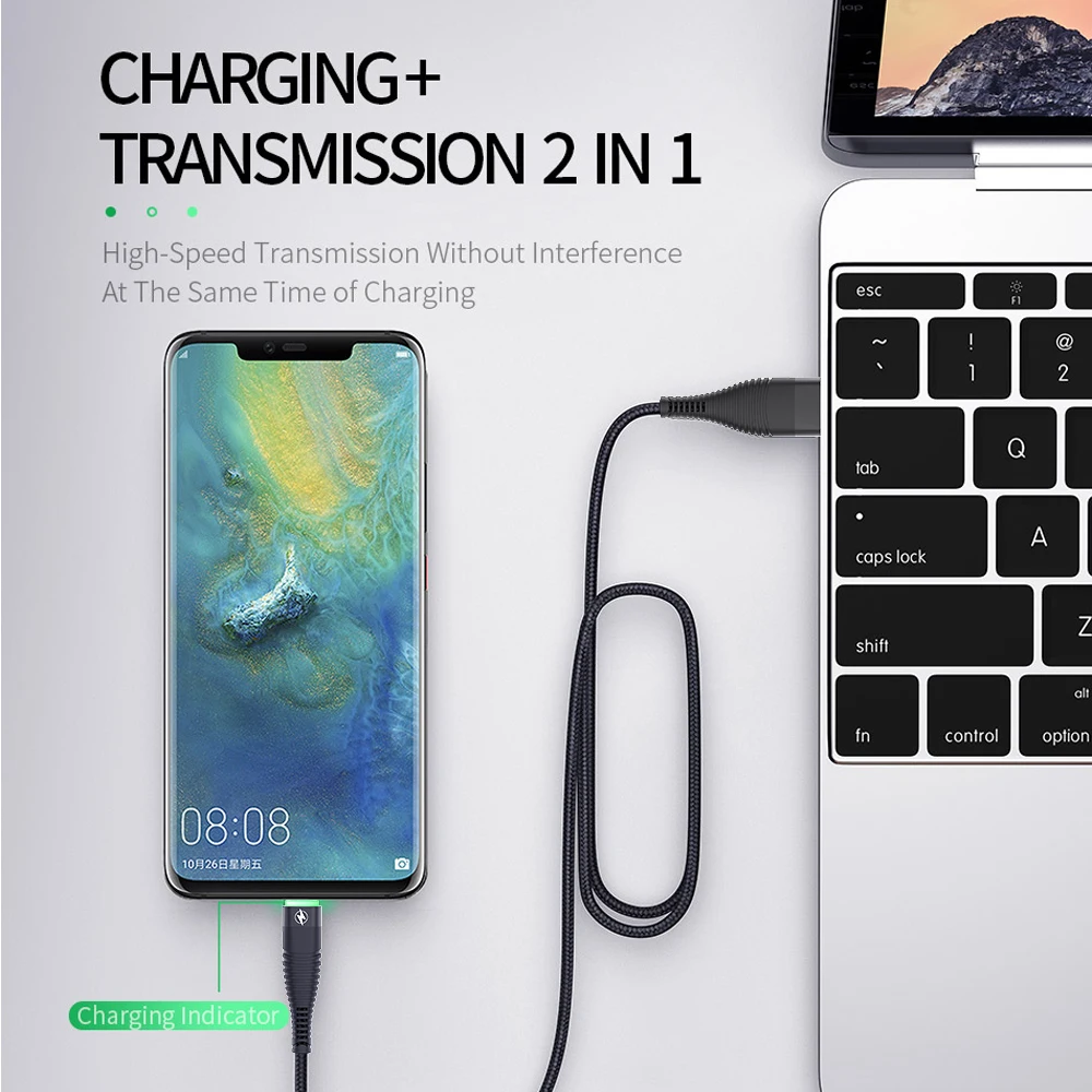 Usb type C телефонный кабель 3A светодиодный светильник для samsung S10 S9 S8 Xiaomi huawei Quick Charge QC