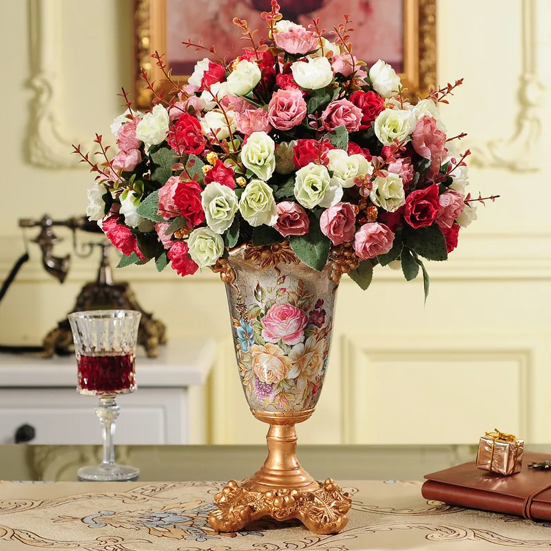 New Fashion 21 Heads Bouquet Silk Rose Artificial Flower High Quality Rose Bouquet Fake Flower Wedding Home Party Decoration 1pc