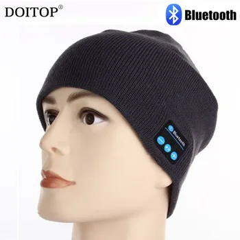 DOITOP Knitted Hat Wireless Bluetooth Earphone Smart Headset Speaker Winter Outdoor Sport Stereo Music Hat Warm Headphone Cap