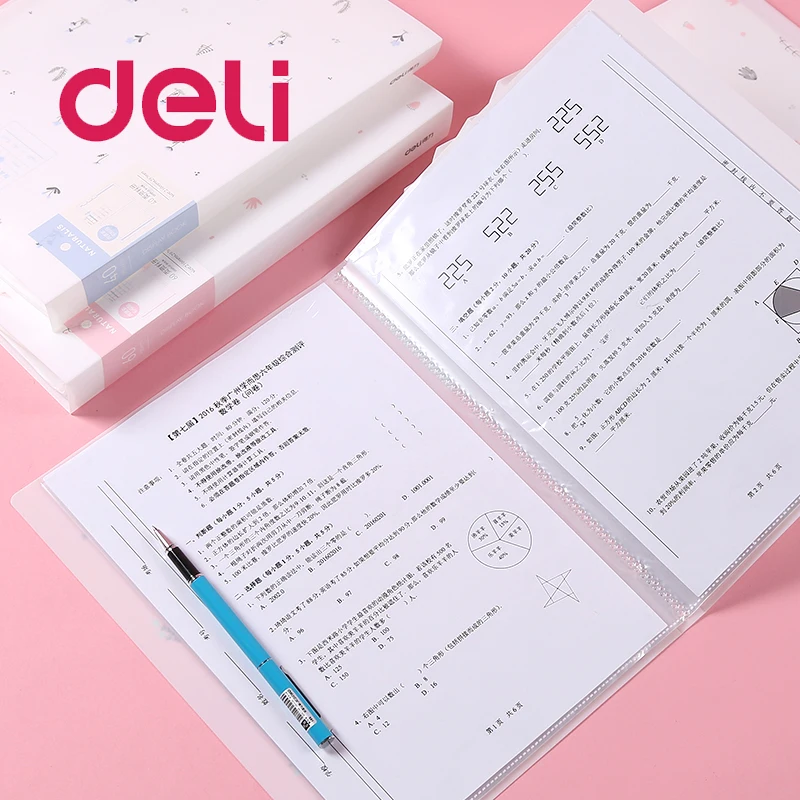 Deli 1 шт. маленькая свежая прозрачная папка формата А4 30/40/60 страниц многослойная