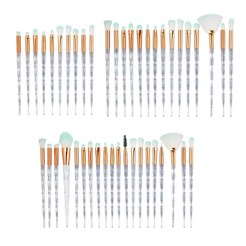 

15/20pcs 3D Soft Hair Diamond Eyeliner Eyebrow Eyeshadow Powder Makeup Brushes Set Solid Diamond Cut Design Handle Multi Purpose