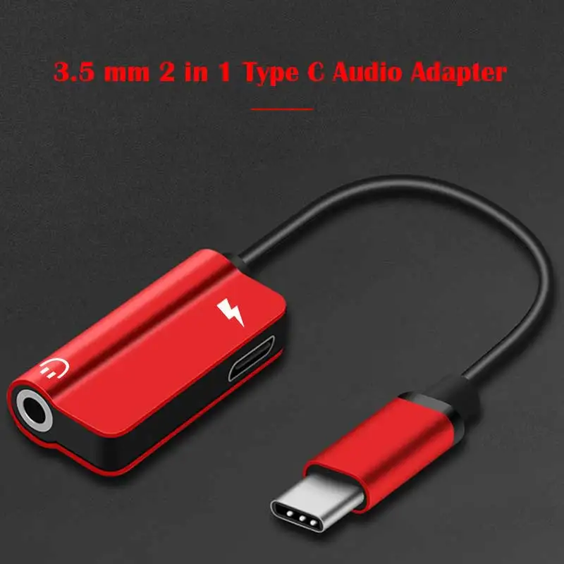 

Type-C Mobile Phone Splitter Audio Adapter 3.5 MM 2 in 1 Earphone Converter Cable For Samsung S10 Huawei P30 Pro Xiaomi Mi 9