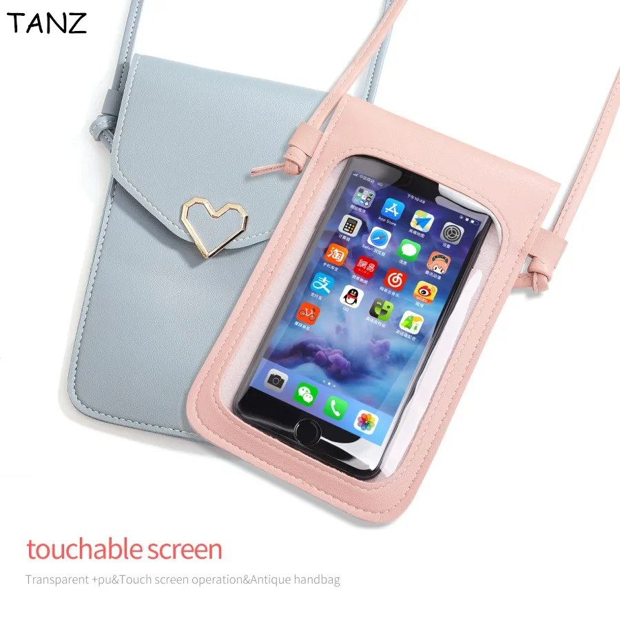 

Cute Women Messenger Bags Touch Screen Mobile Phone for iphone 7 8 6 X Pouch PU Leather Female Shoulder Bag Candy colors Wallet