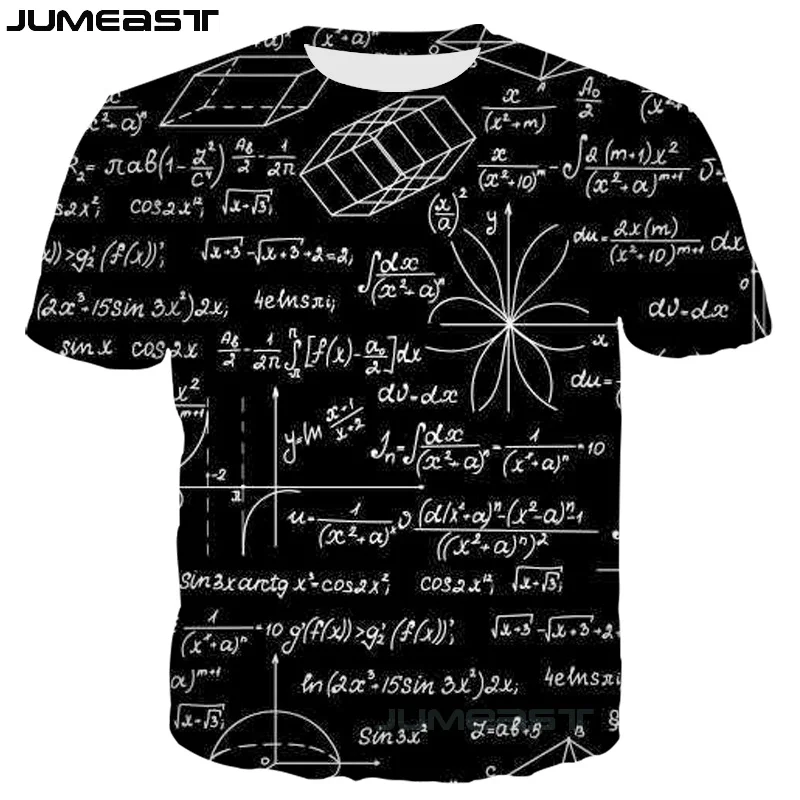 Jumeast Новая мода 3D печать Математика Физика формула Мужчины/wo мужские футболки забавные геометрические фигуры летние o-образным вырезом с коротким рукавом - Цвет: 10