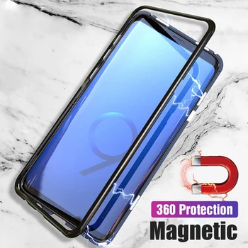 

10pcs Metal Magnetic Case Tempered Glass Hard Magnet Cover For Samsung Galaxy S20 Ultra Note 10 Plus Lite A01 A11 A31 A51 A71