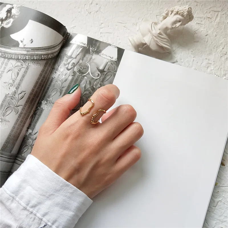 ZJSVER корейские ювелирные изделия кольца из стерлингового серебра 925 Золотой Ретро Простой человек лицо регулируемое женское кольцо для вечерние или праздничные подарки