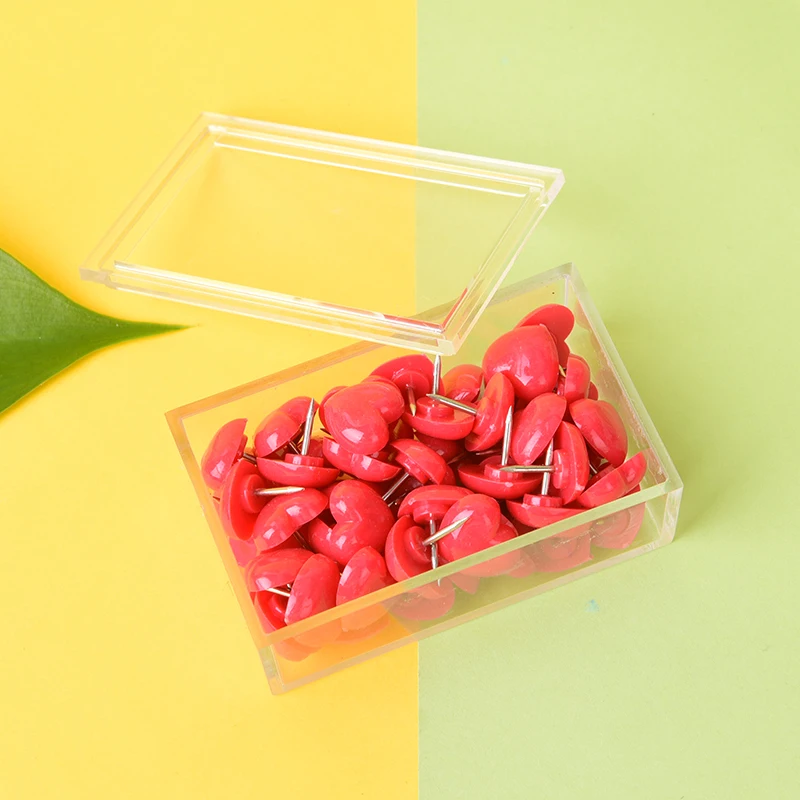 50 шт./упак. Творческий романтическое сердце-образный булавка с милыми розовыми булавок для чертежных кнопок офисные школьные принадлежности расходные материалы - Цвет: Red
