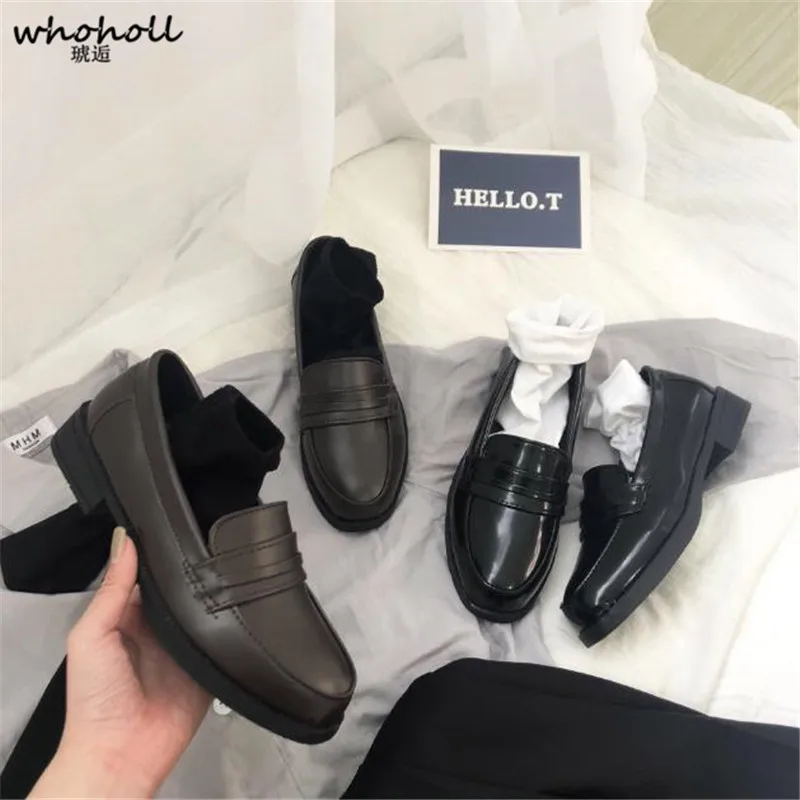 Women Leather Shoes Japanese Academy Girl Middle School Student Brown Black Shoe Animation Maid Use Lolita JK Uniform Shoes