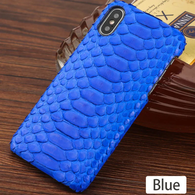 Чехол для телефона для Xiaomi mi 9 8 6 5S Plus Max 3 mi x 2 2S F1 A1 A2 Lite натуральная кожа питона высококачественный чехол на заказ для Red mi Note 5 - Цвет: Синий